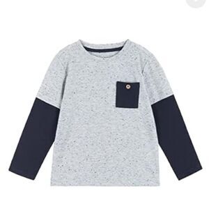 Andy and Evan Grey and Navy F2225323B-GYF long sleeve pocket tee NWT size 5